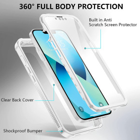 Луксозен ултра тънък Поли-Карбонов комплект предна и задна част със силиконова ТПУ рамка 360° Body Guard за Apple iPhone 13 mini кристално прозрачен 